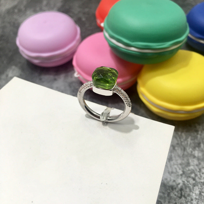 Gemstone London Blue Colored Crystal Diamond Emerald Ring for Men and Women