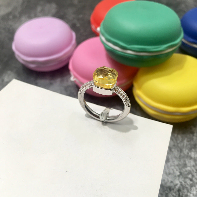 Gemstone London Blue Colored Crystal Diamond Emerald Ring for Men and Women