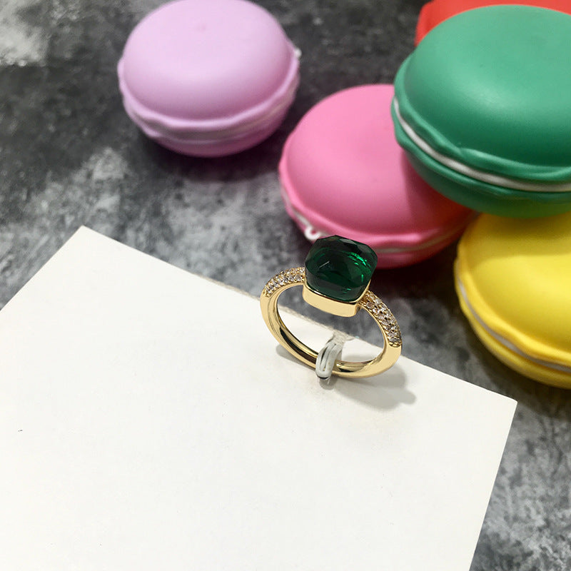 Gemstone London Blue Colored Crystal Diamond Emerald Ring for Men and Women