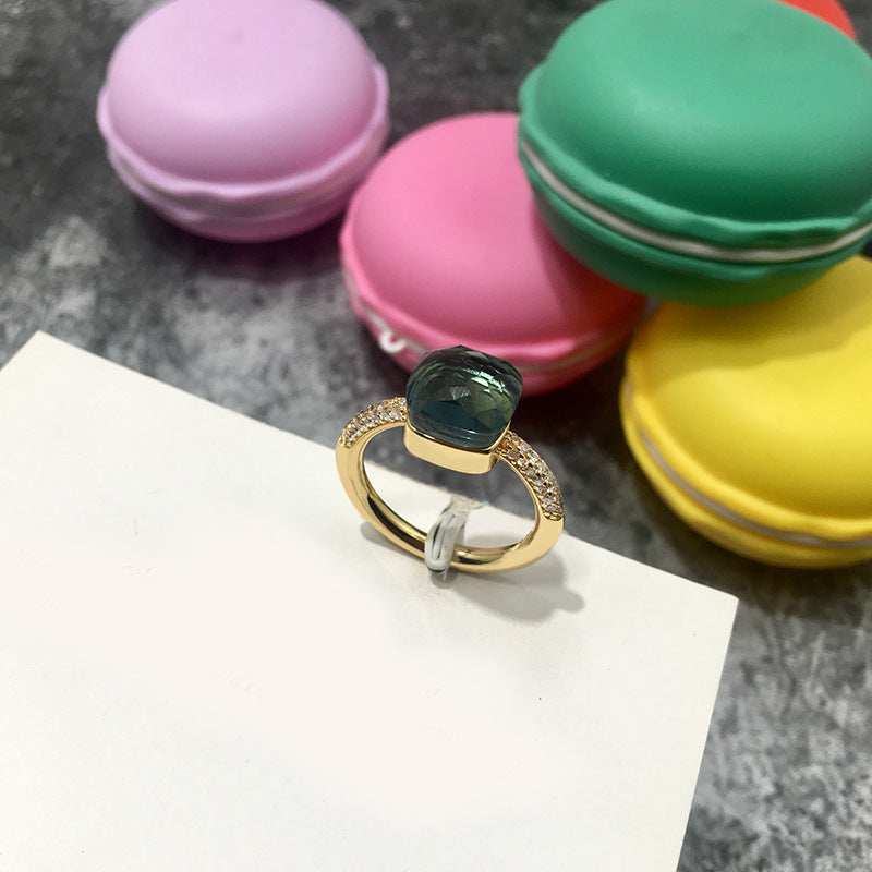 Gemstone London Blue Colored Crystal Diamond Emerald Ring for Men and Women