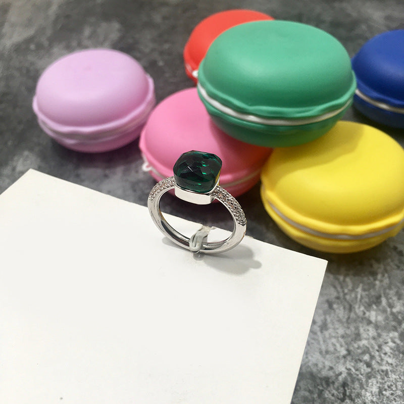 Gemstone London Blue Colored Crystal Diamond Emerald Ring for Men and Women