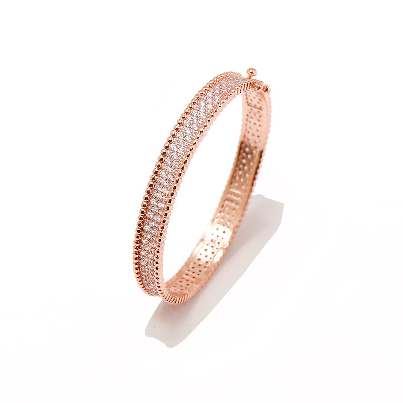 European and American fashion micro-inlaid zircon jewelry lucky shine wide version three rows of diamond-encrusted gypsy star bead edge bracelet