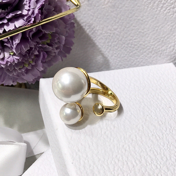 Size bead open ** fork glossy ring