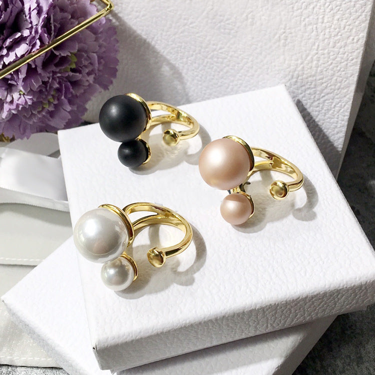 Size bead open ** fork glossy ring