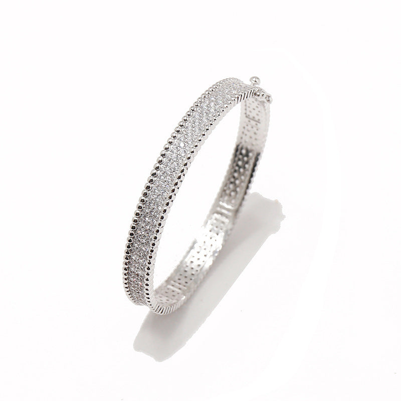 European and American fashion micro-inlaid zircon jewelry lucky shine wide version three rows of diamond-encrusted gypsy star bead edge bracelet