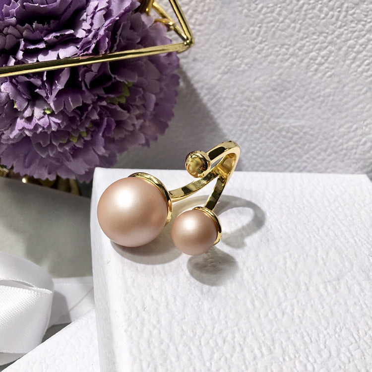 Size bead open ** fork glossy ring