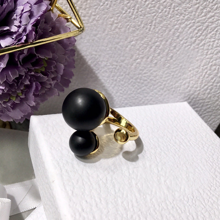 Size bead open ** fork glossy ring