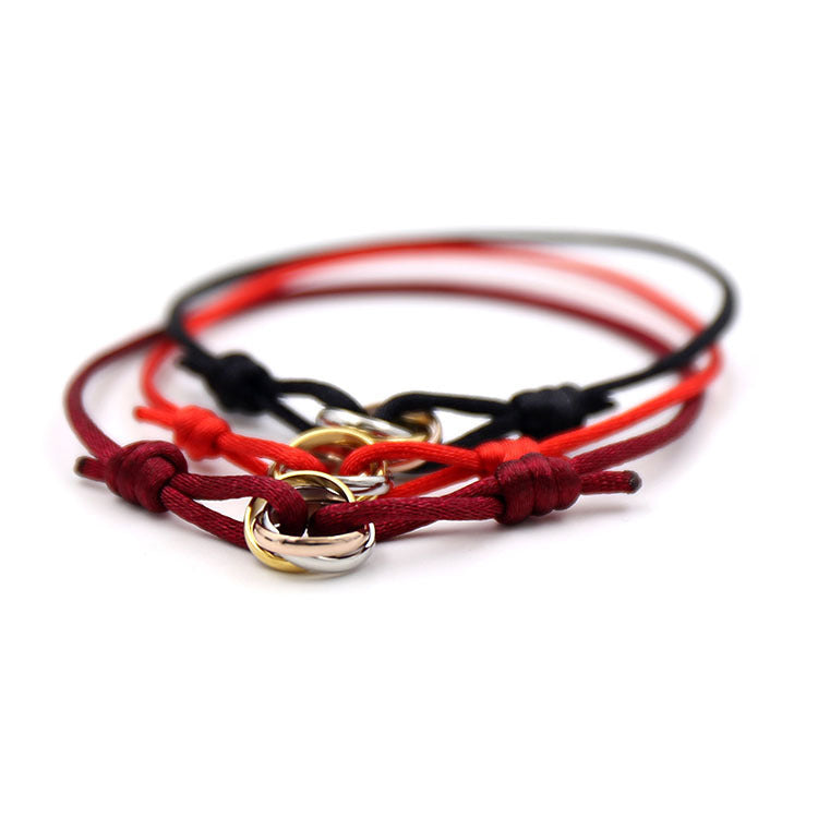 Three-ring colored hand rope New Year's gift couple lucky red bracelet for male girlfriend