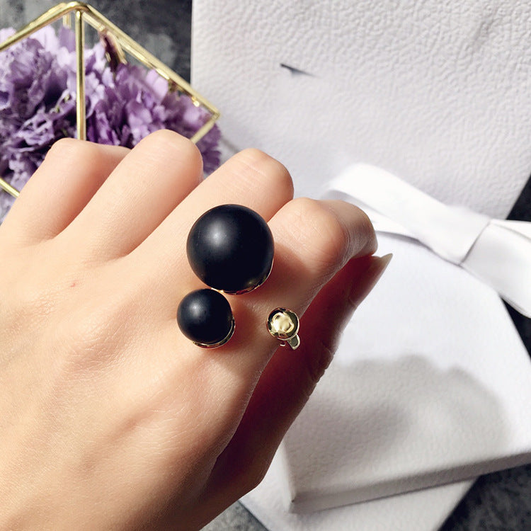 Size bead open ** fork glossy ring