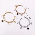 Roman Numerals Round Coin Hollow Black and White Shell Agate Double Bracelet