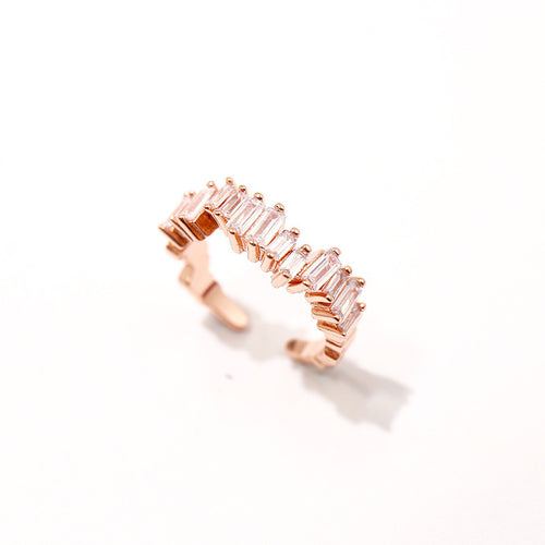 European and American fashion copper accessories, exquisite shining rectangle diamond irregular arrangement opening C-ring