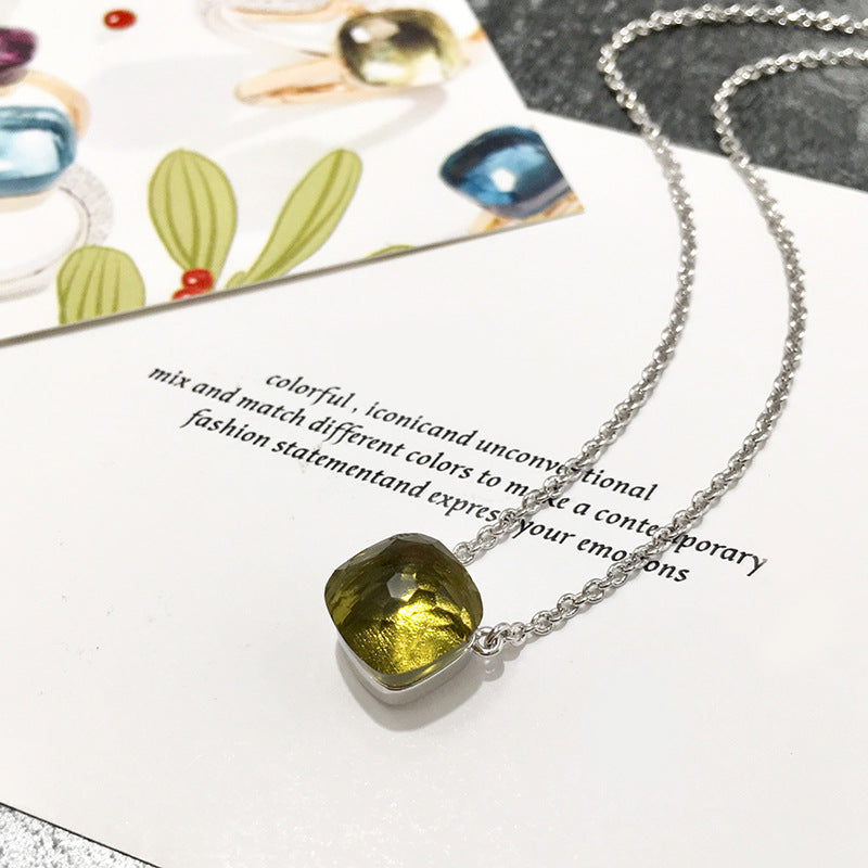Crystal Simple Gem Wind Clavicle Necklace