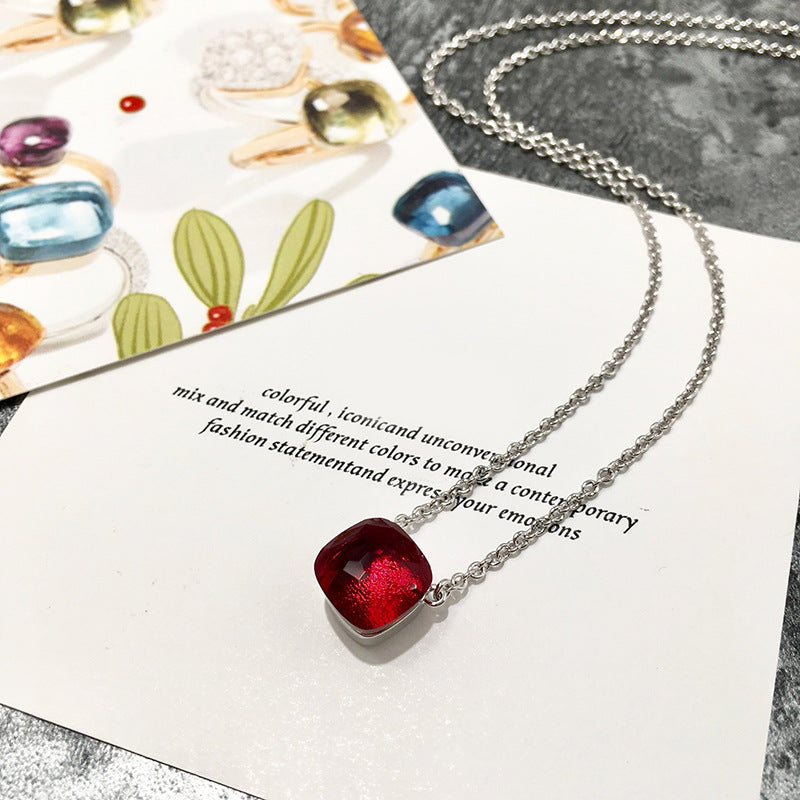 Crystal Simple Gem Wind Clavicle Necklace