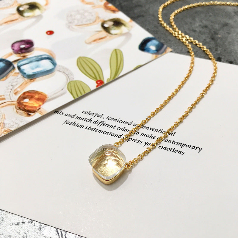 Crystal Simple Gem Wind Clavicle Necklace