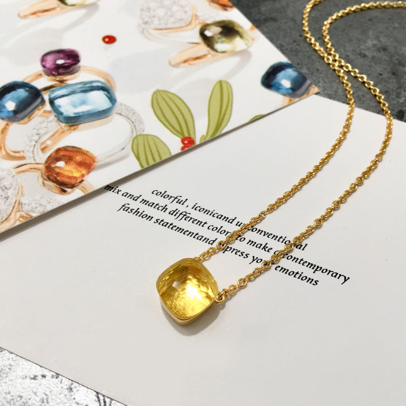 Crystal Simple Gem Wind Clavicle Necklace