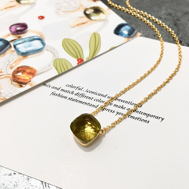 Crystal Simple Gem Wind Clavicle Necklace