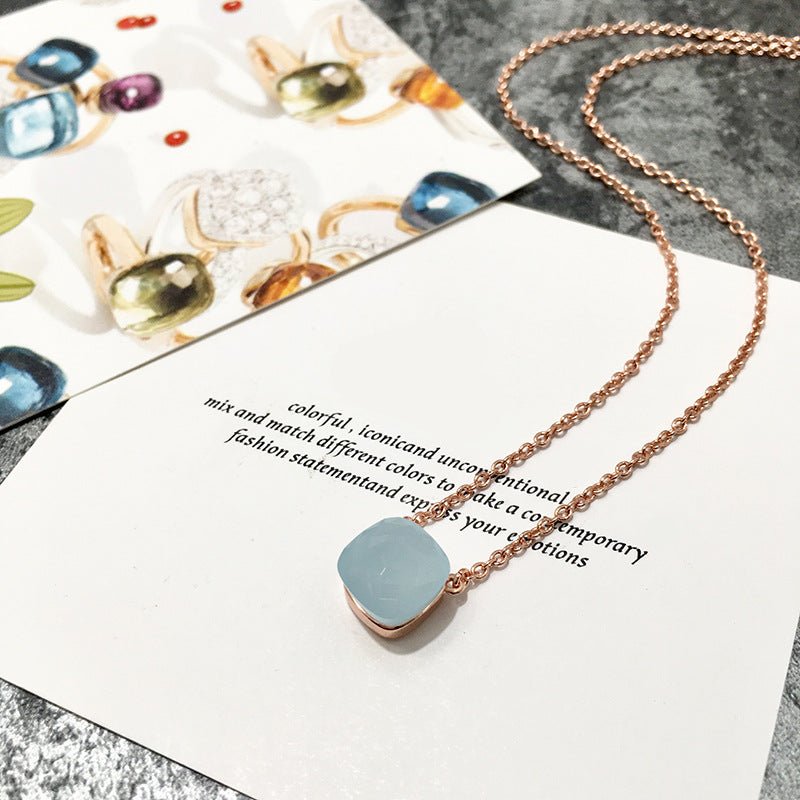 Crystal Simple Gem Wind Clavicle Necklace