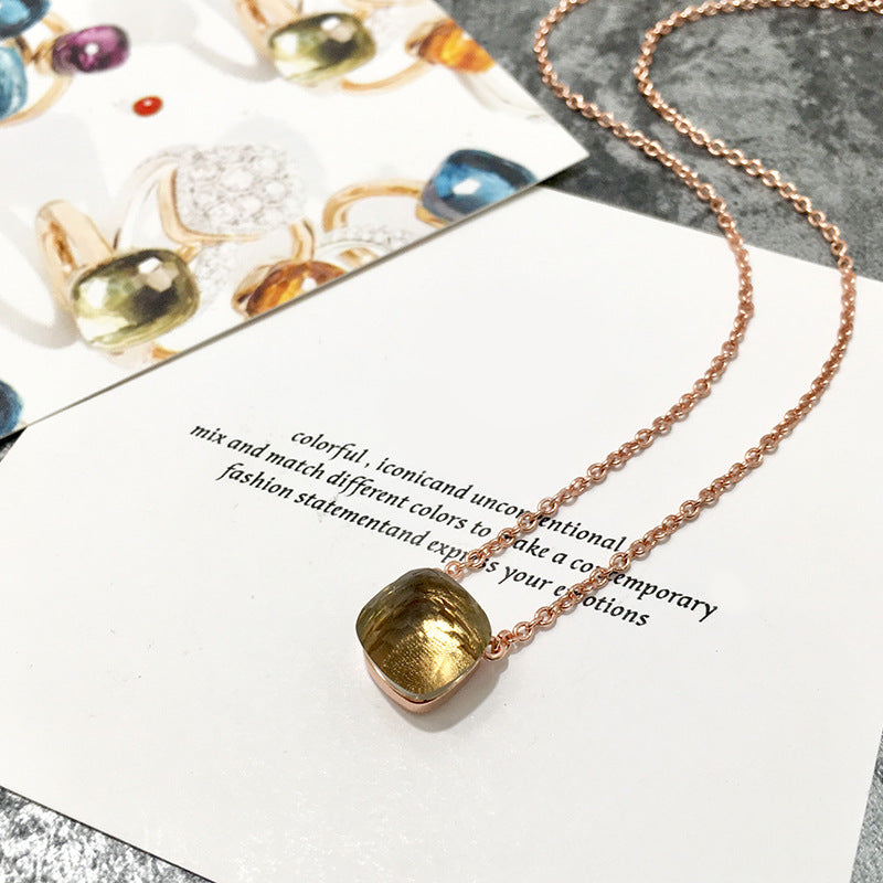Crystal Simple Gem Wind Clavicle Necklace