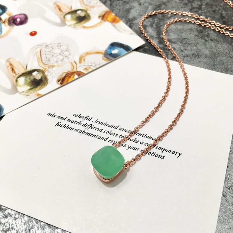 Crystal Simple Gem Wind Clavicle Necklace