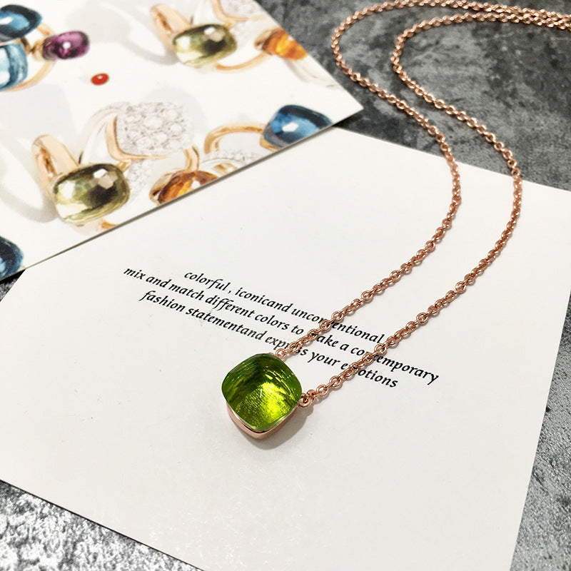 Crystal Simple Gem Wind Clavicle Necklace