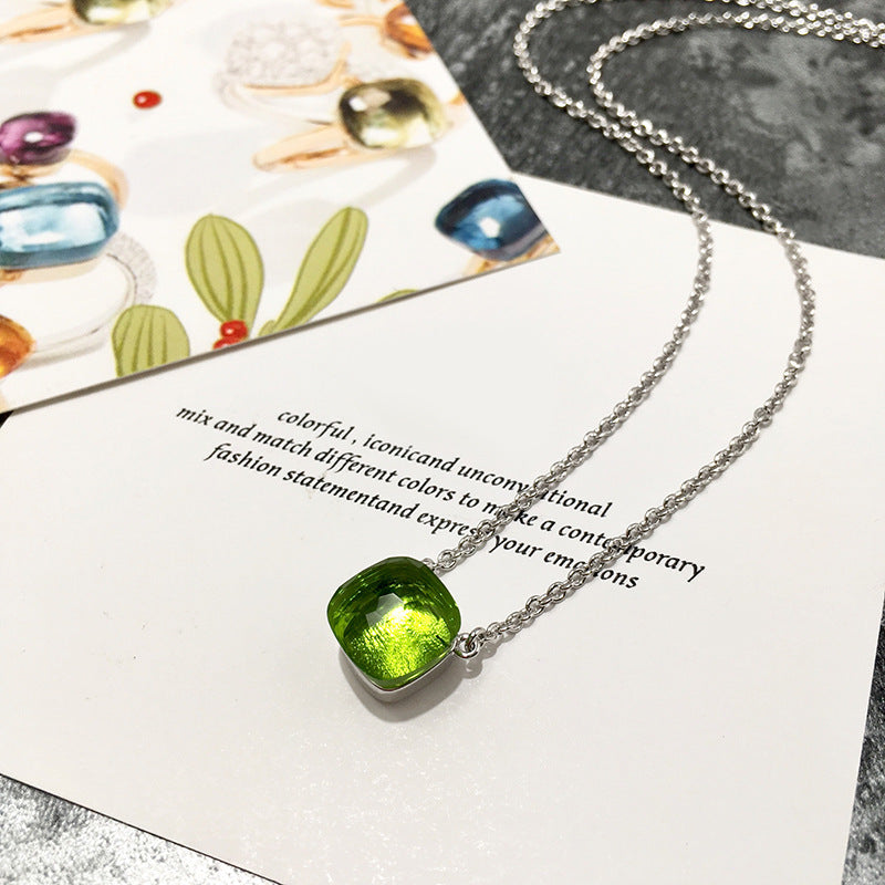 Crystal Simple Gem Wind Clavicle Necklace