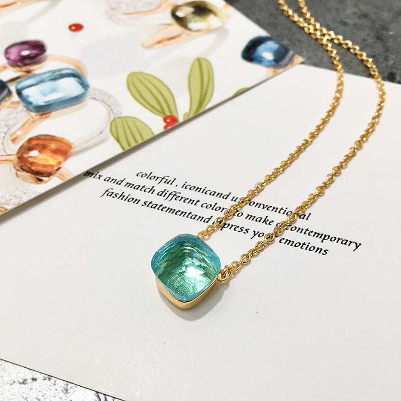 Crystal Simple Gem Wind Clavicle Necklace