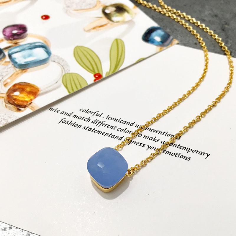 Crystal Simple Gem Wind Clavicle Necklace