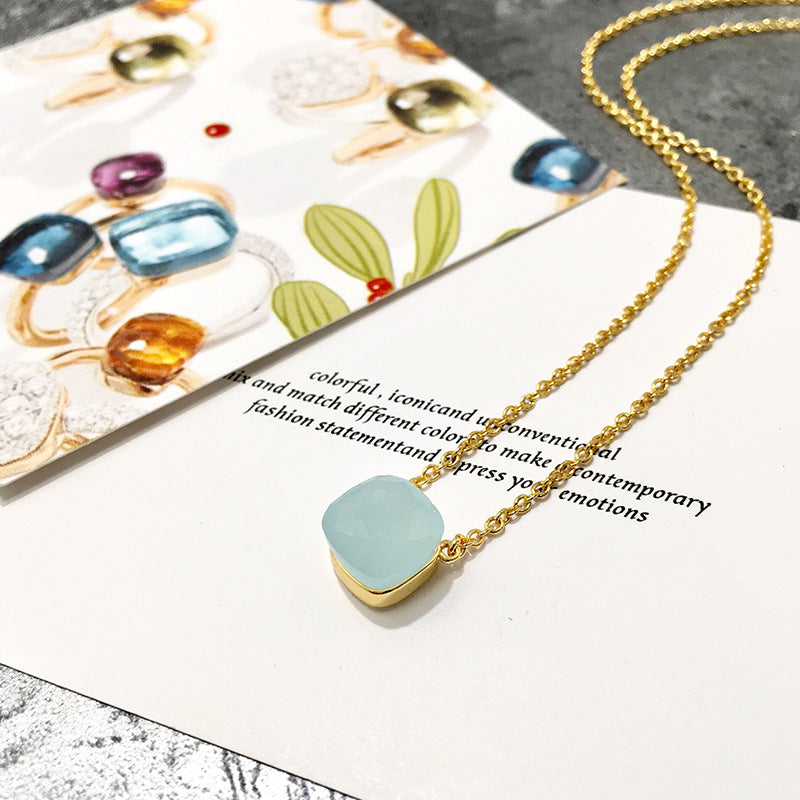 Crystal Simple Gem Wind Clavicle Necklace