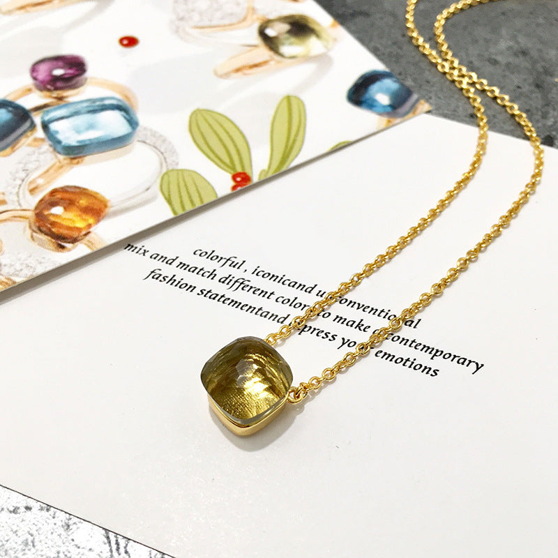 Crystal Simple Gem Wind Clavicle Necklace