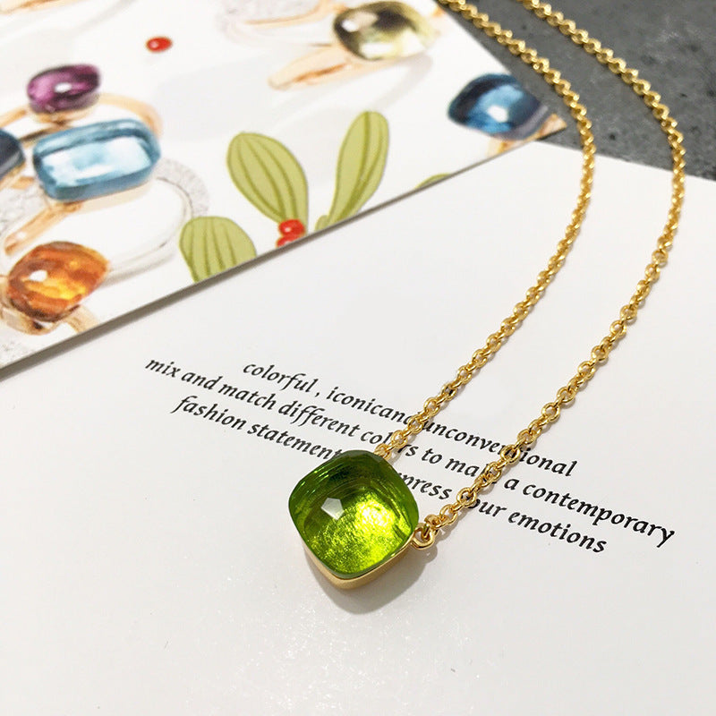 Crystal Simple Gem Wind Clavicle Necklace