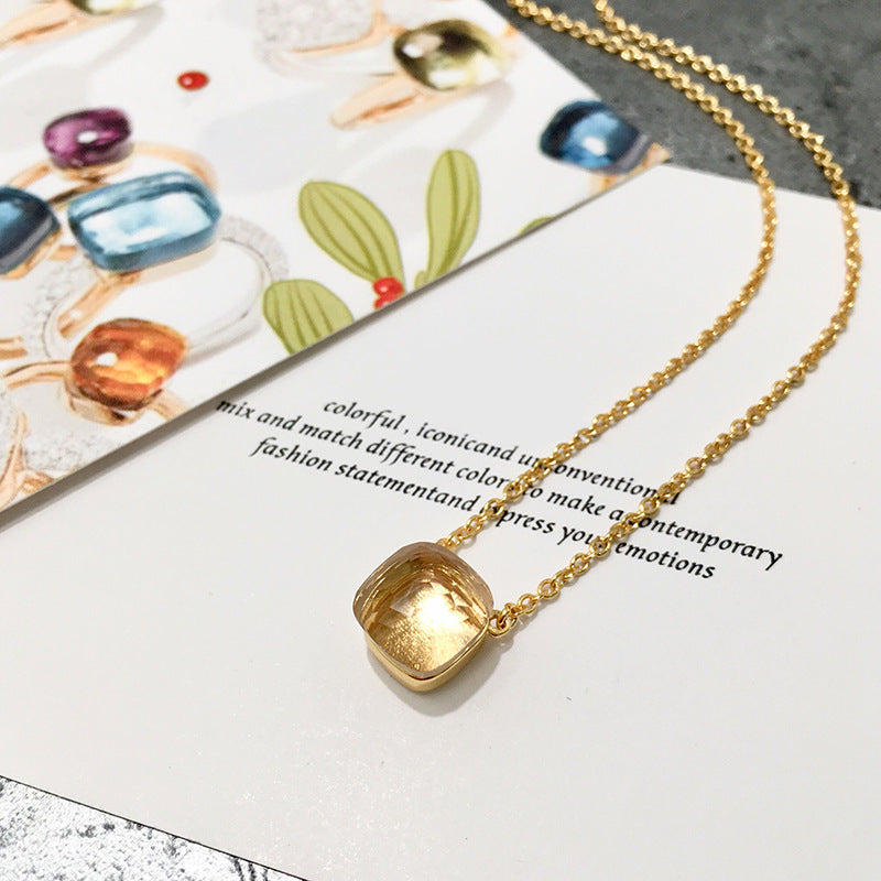 Crystal Simple Gem Wind Clavicle Necklace