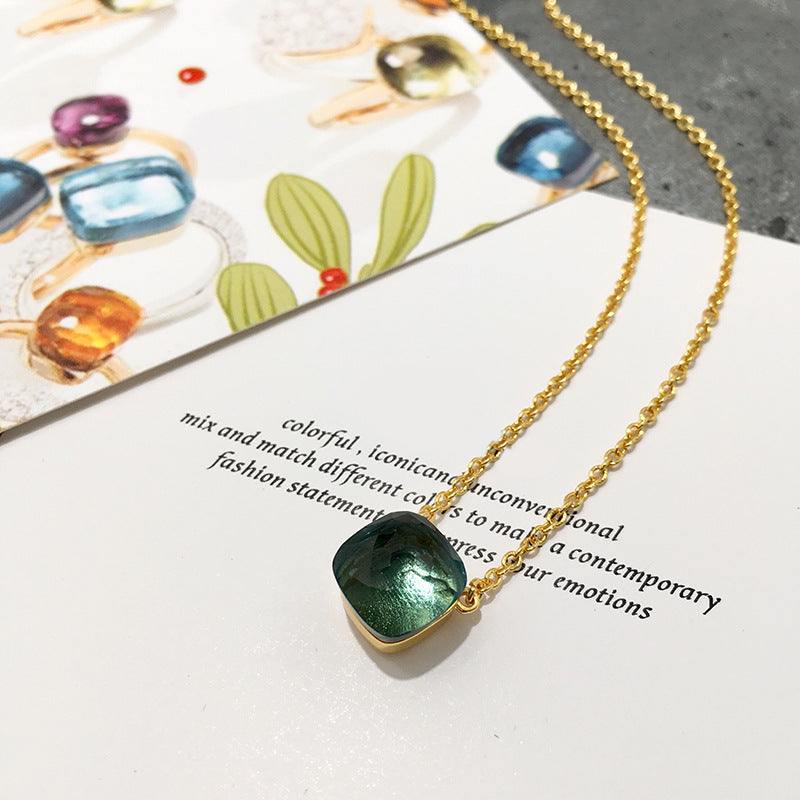 Crystal Simple Gem Wind Clavicle Necklace