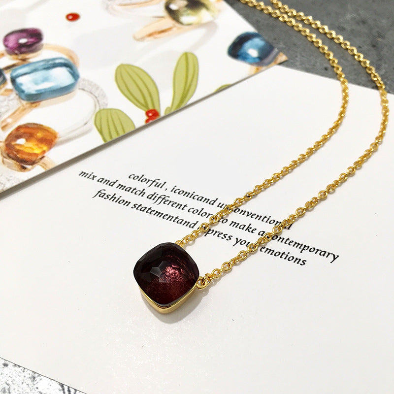 Crystal Simple Gem Wind Clavicle Necklace