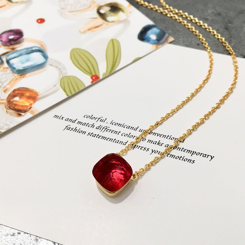 Crystal Simple Gem Wind Clavicle Necklace