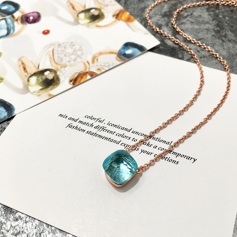 Crystal Simple Gem Wind Clavicle Necklace