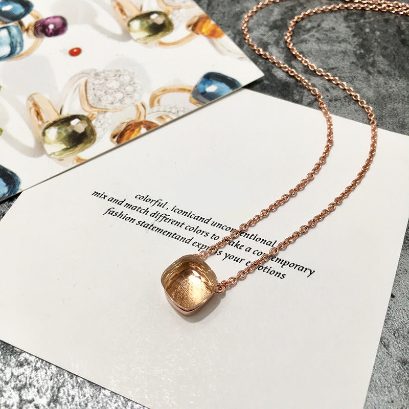 Crystal Simple Gem Wind Clavicle Necklace