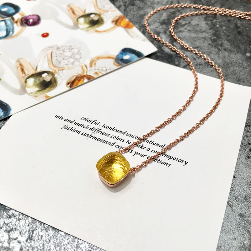 Crystal Simple Gem Wind Clavicle Necklace