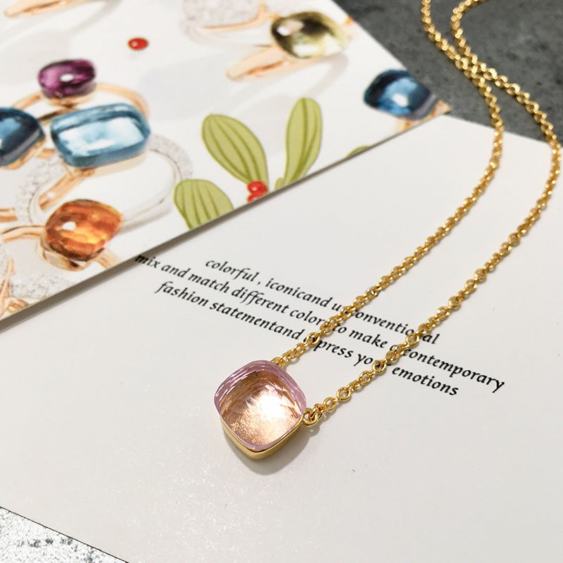 Crystal Simple Gem Wind Clavicle Necklace