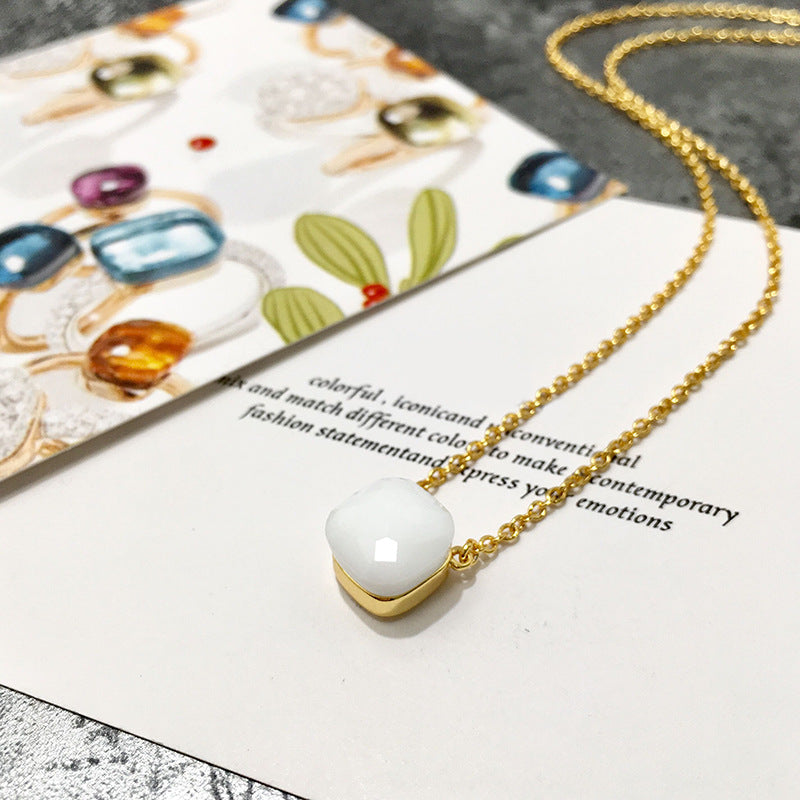 Crystal Simple Gem Wind Clavicle Necklace
