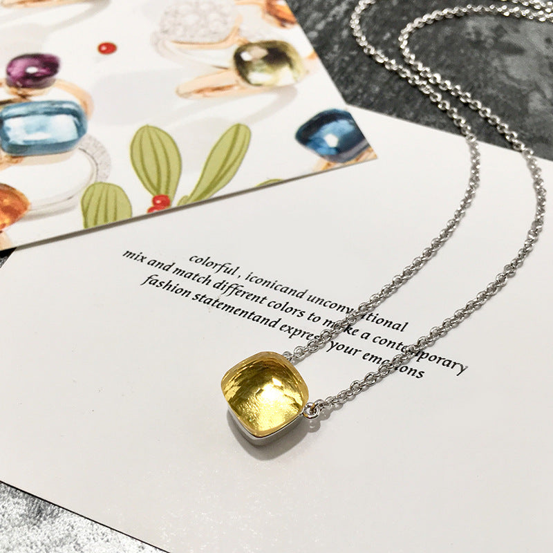 Crystal Simple Gem Wind Clavicle Necklace