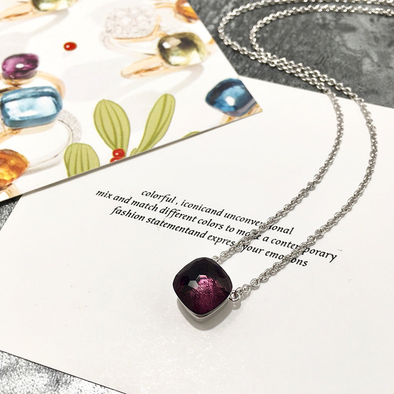Crystal Simple Gem Wind Clavicle Necklace