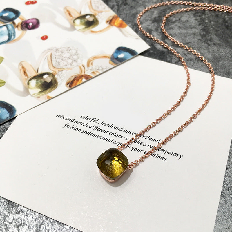 Crystal Simple Gem Wind Clavicle Necklace