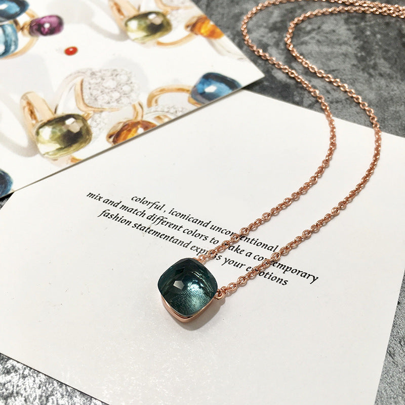 Crystal Simple Gem Wind Clavicle Necklace