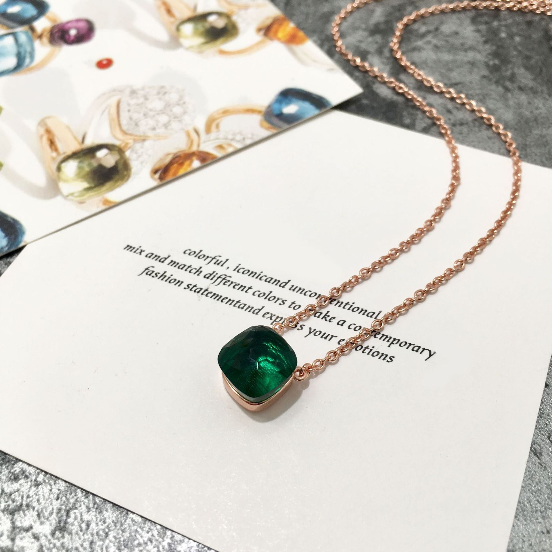 Crystal Simple Gem Wind Clavicle Necklace