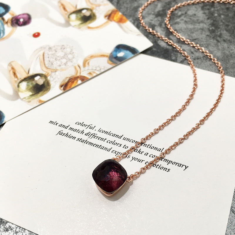 Crystal Simple Gem Wind Clavicle Necklace