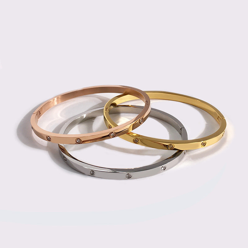 Fashion party single item smooth all-white diamond three-color bracelet women's fashion jewelry