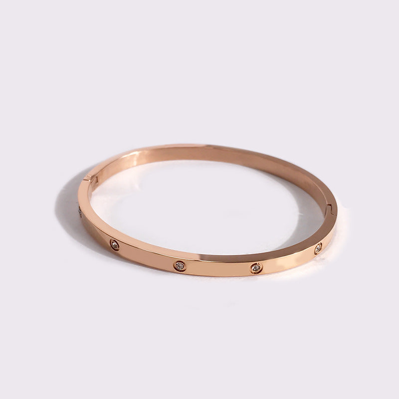 Fashion party single item smooth all-white diamond three-color bracelet women's fashion jewelry