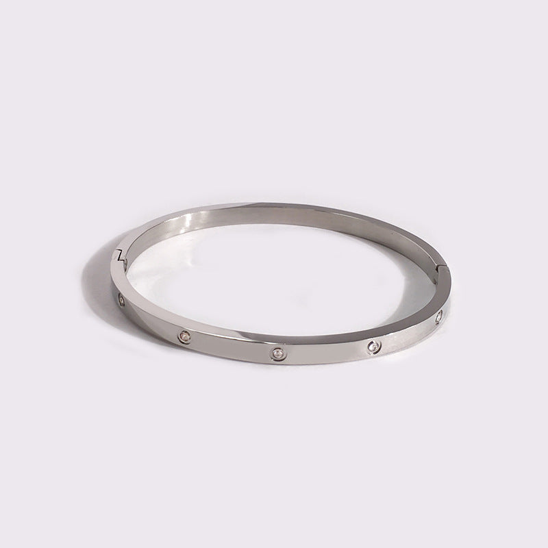 Fashion party single item smooth all-white diamond three-color bracelet women's fashion jewelry