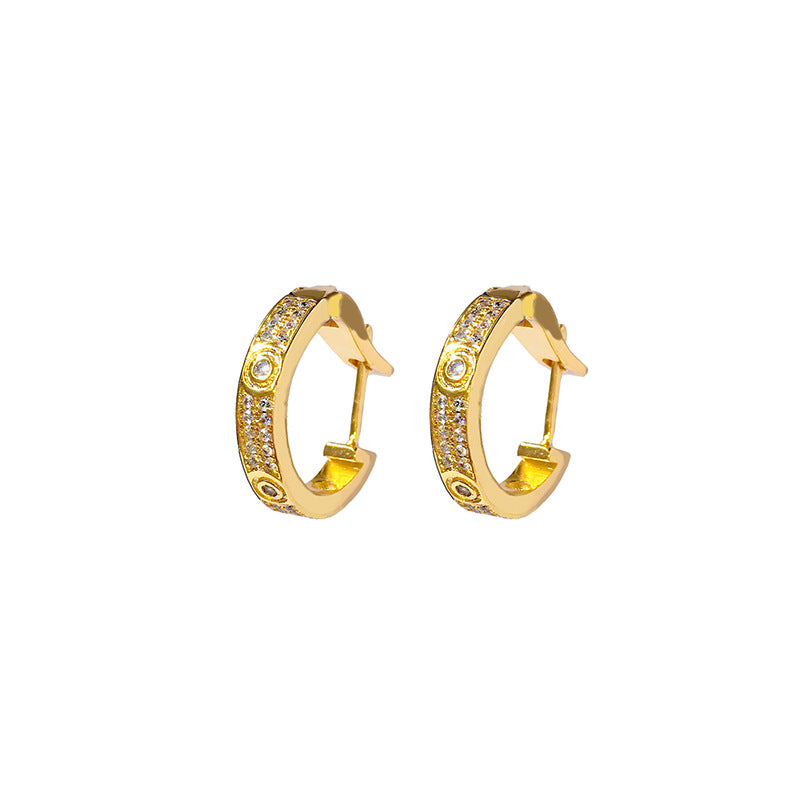 Classic earrings women's exquisite luxury full diamond ear buckles