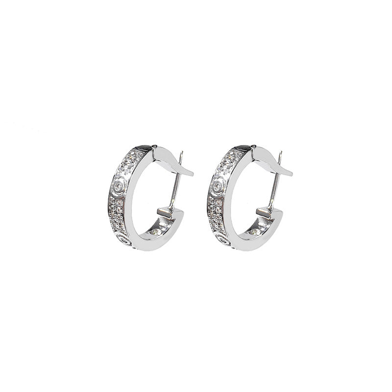 Classic earrings women's exquisite luxury full diamond ear buckles